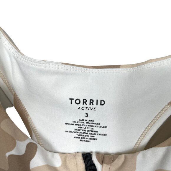 Torrid Active Sports Bra Size 3 US 3X Beige Camouflage Light Support Wireless - Picture 4 of 8